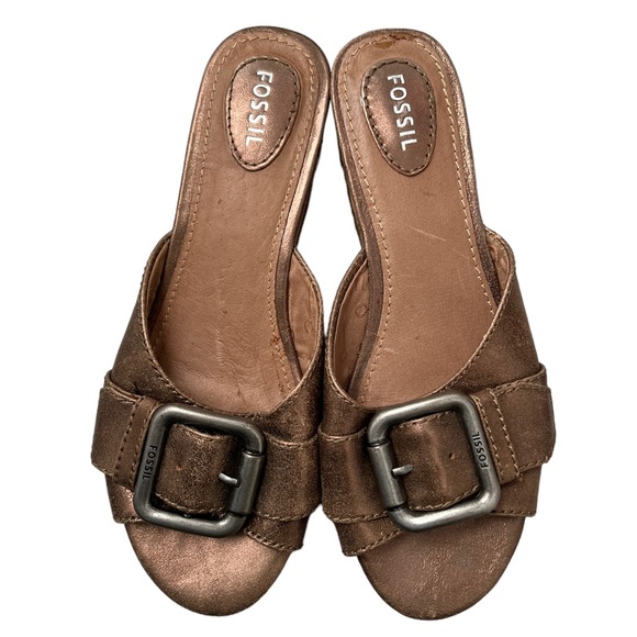 Fossil Women Marla Cork Wedge Buckle Platform Side Shoe Size 6.5 - Picture 4 of 10